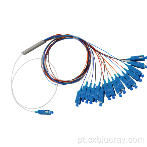 16way mini aço tubo sc/apc fibra óptica divisor